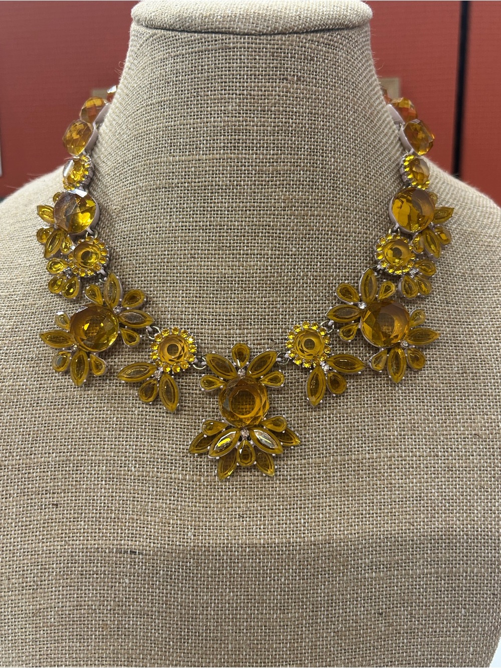 J. Crew Amber Floral Crystal Statement Necklace..stunning